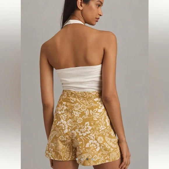 Maeve pleated poplin shorts